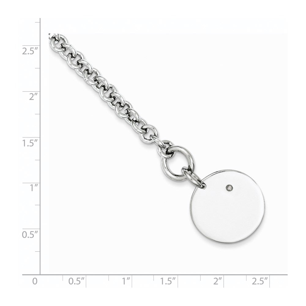 Sterling Silver Rhodium-plated .03ct Diamond Disc Bracelet 7.5 inches