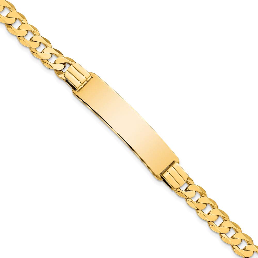Primal Gold 10 Karat Yellow Gold Flat Curb Link ID Bracelet