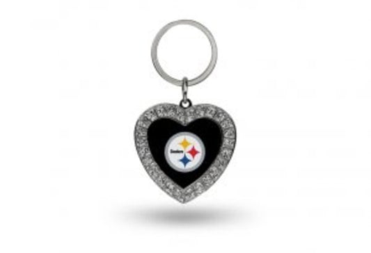 NFL Pittsburgh Steelers Rhinestone Heart Key Ring QGC7956