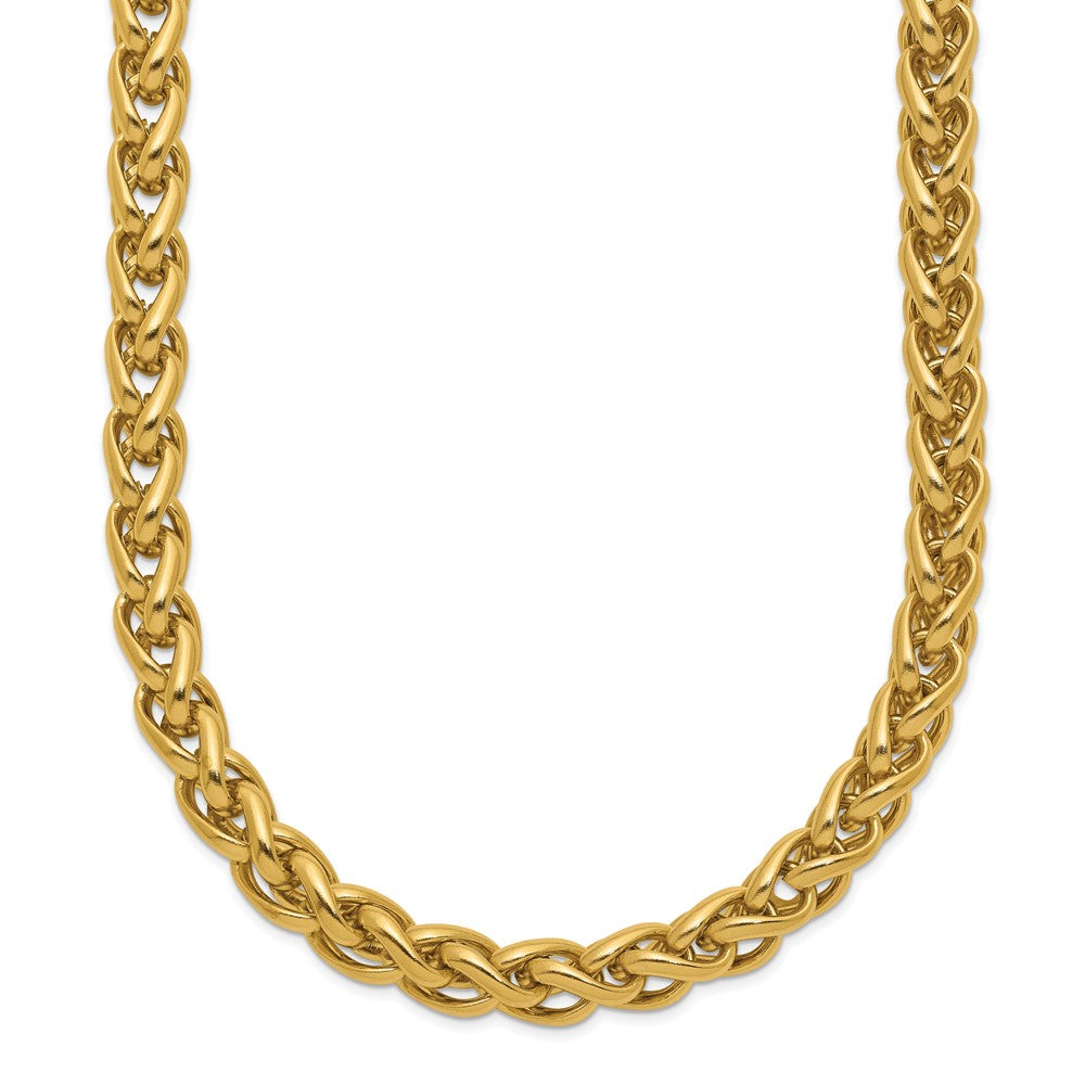 Stainless Steel Polished Yellow IP 24in Spiga 6mm Chain Necklace