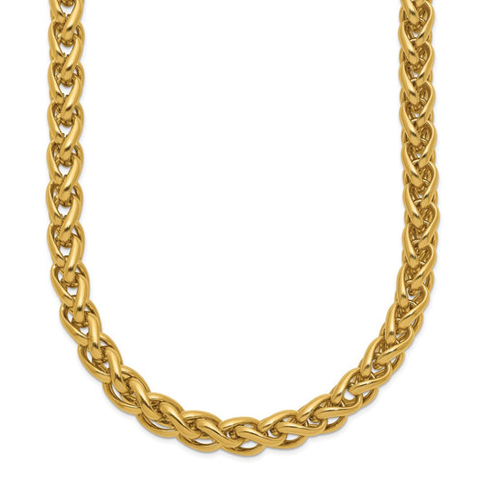 Stainless Steel Polished Yellow IP 24in Spiga 6mm Chain Necklace