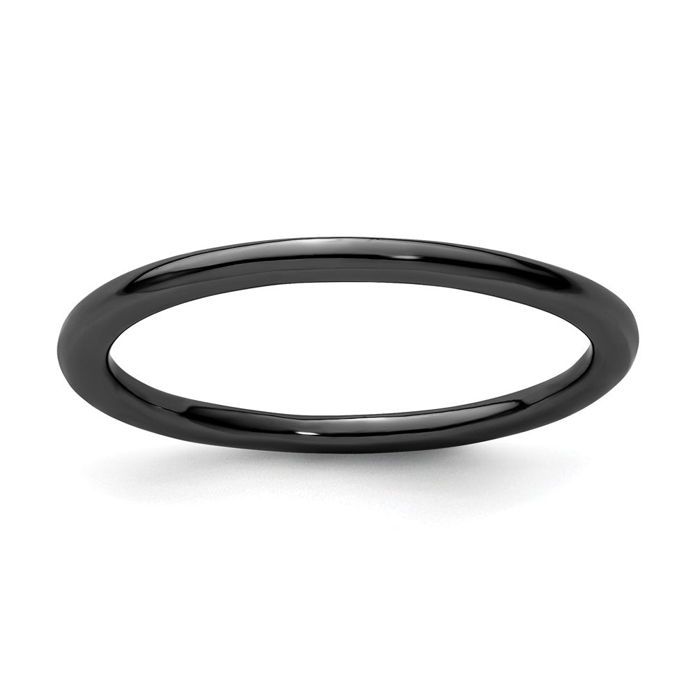 Sterling Silver Stackable Expressions Black-plated Polished Ring Size -7