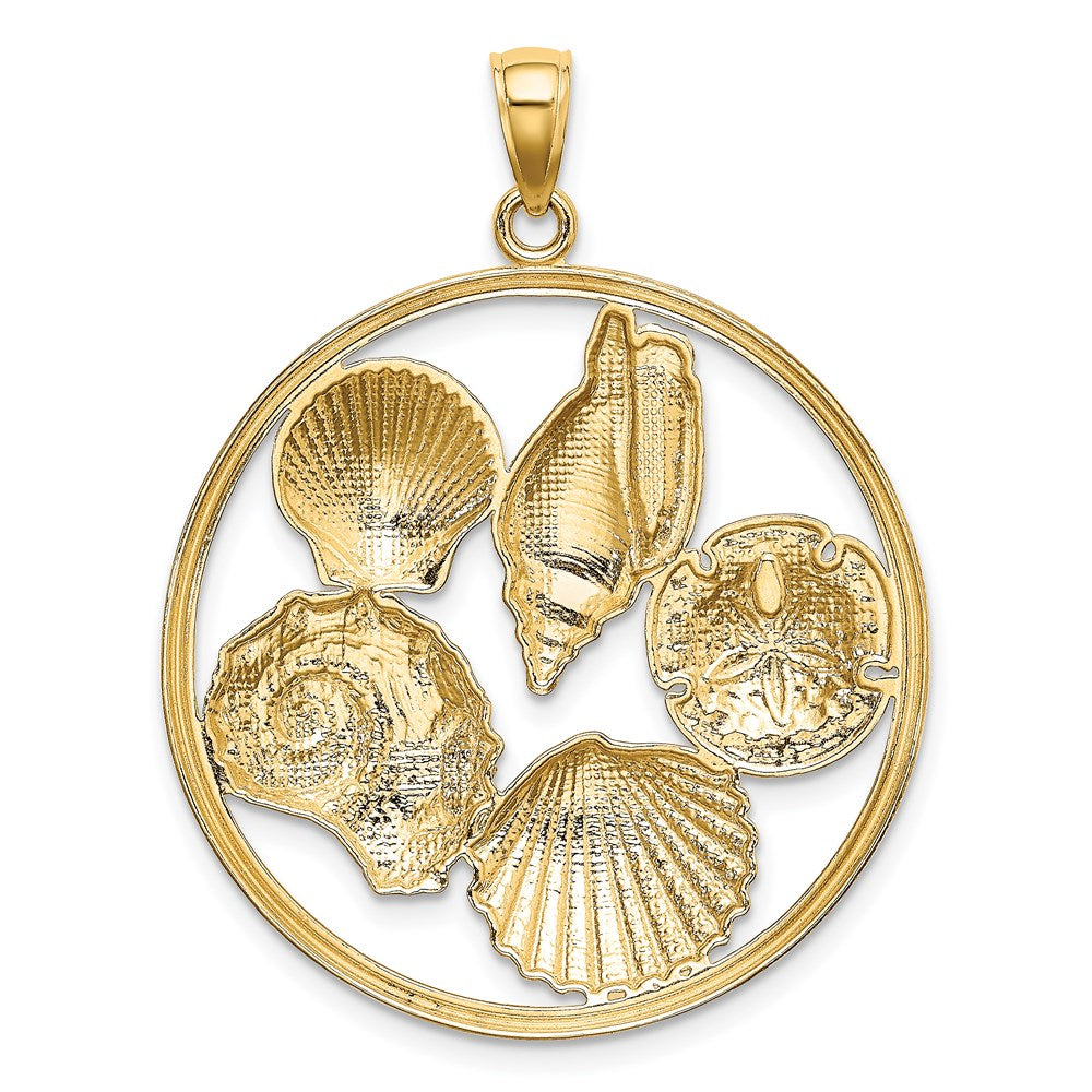 14k w/Rhodium Shell Cluster in Circle Charm