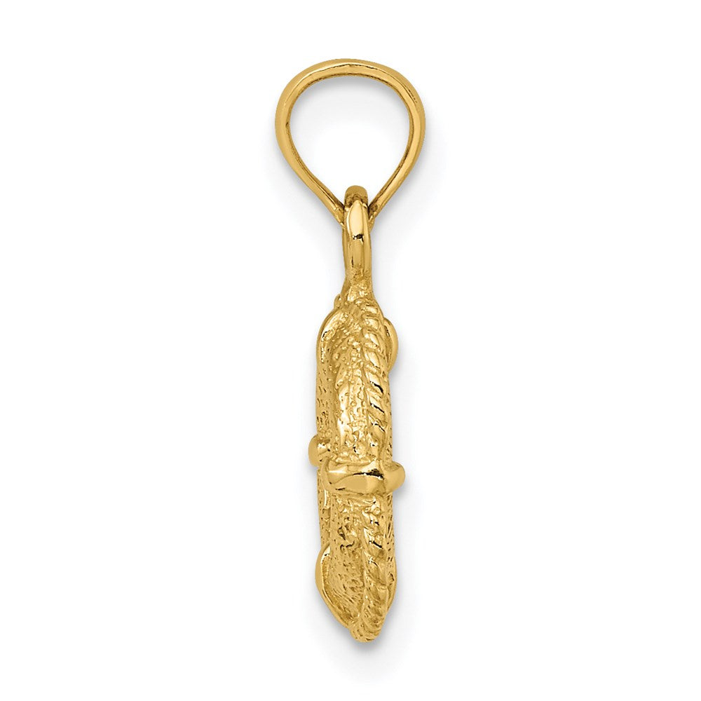14K 3-D Lifesaver Charm With Rope Trim Charm