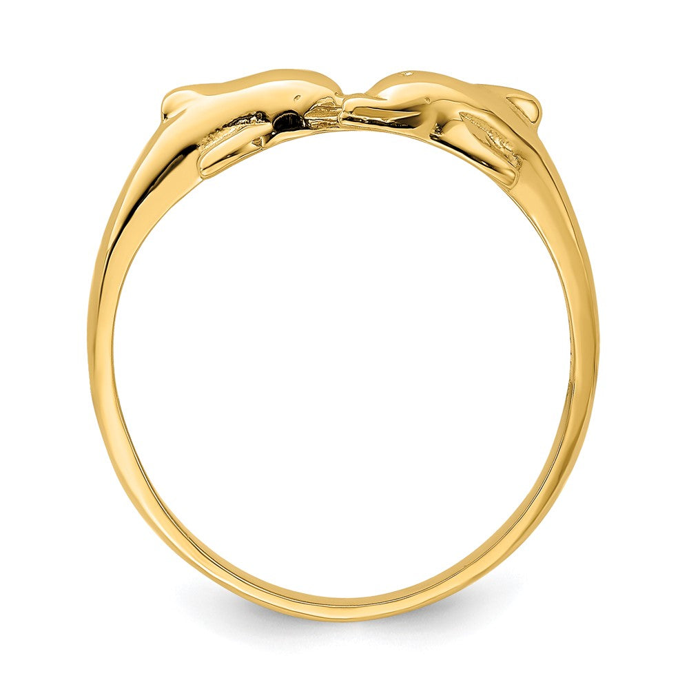 14K Dolphin Kissing Dolphin Ring Size 6.5