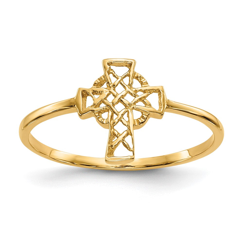 14k Polished Celtic Cross Ring Size 7