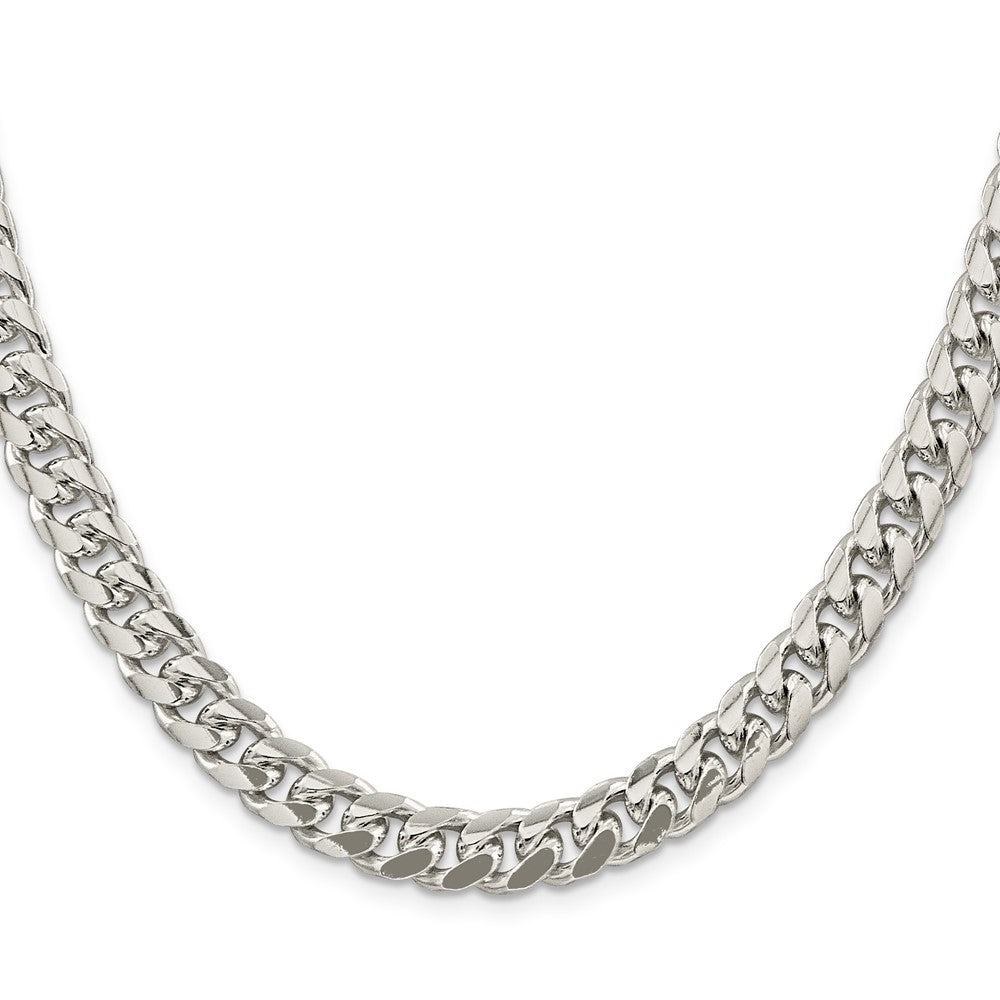 Sterling Silver 8.5mm Domed w/ Side D/C Curb Chain 24 Inches