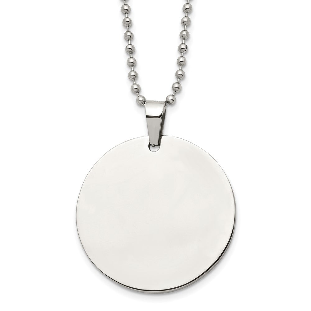 Stainless Steel Brushed & Polished 2mm Thick Circular Disc Necklace