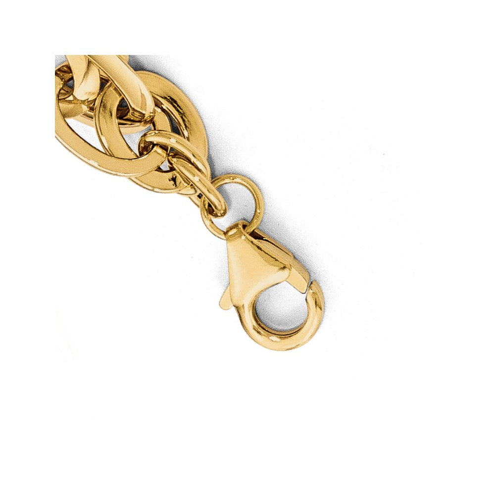 14K Polished Fancy Link .75in ext. Bracelet 7  inches