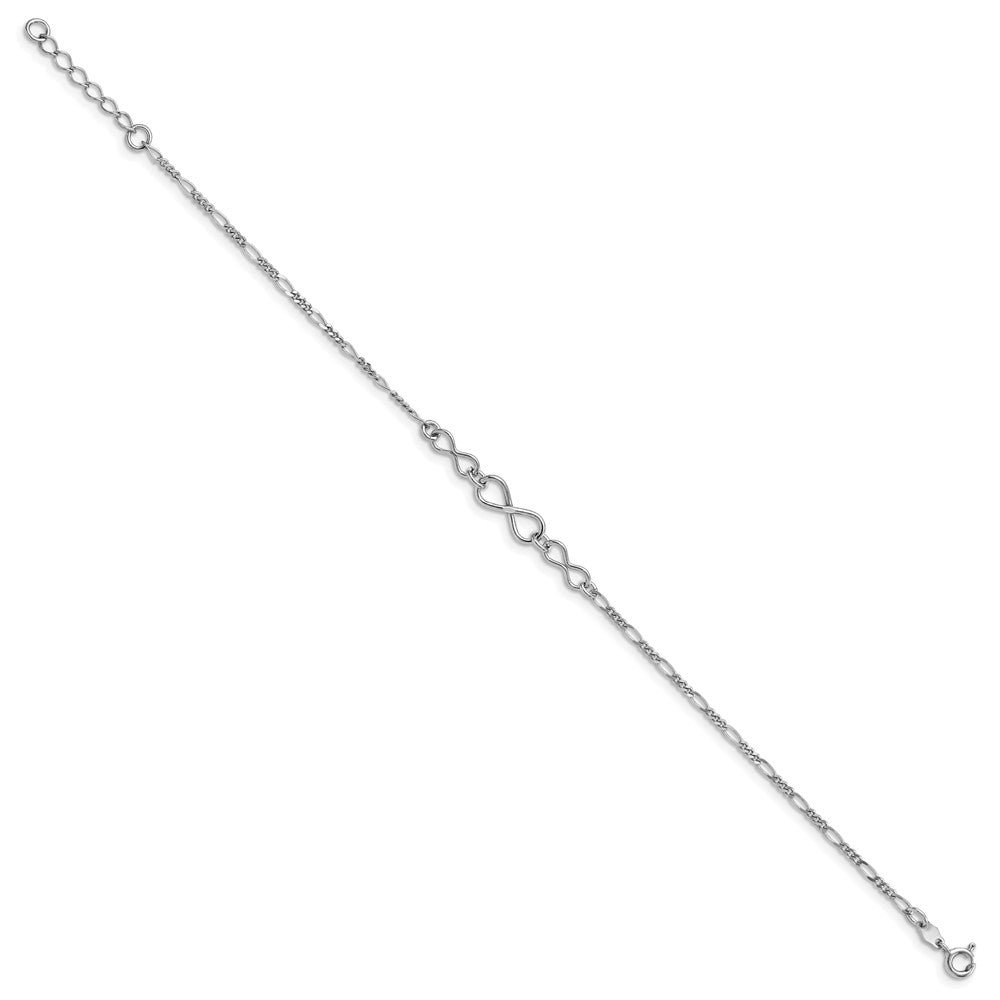 Sterling Silver RH-plated Infinity w/1in ext. Anklet