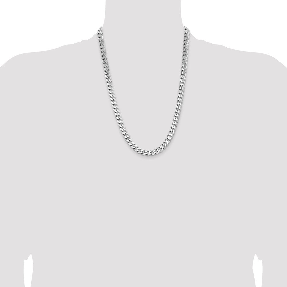 Sterling Silver Rhodium-plated 8.3mm Curb Chain 24 Inches