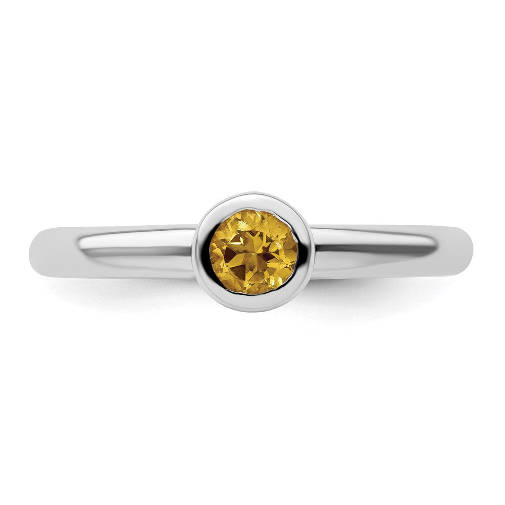 Sterling Silver Stackable Expressions Low 4mm Round Citrine Ring Size -9