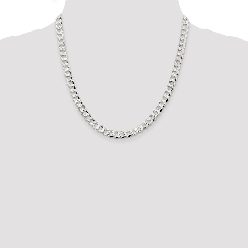 Sterling Silver 6.8mm Flat Curb Chain 20 Inches