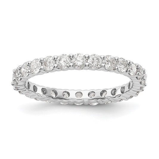 14k White Gold 1 1/2 carat Lab Grown Diamond VS/SI+ G+ Size 8.5 Shared Prong Eternity Band