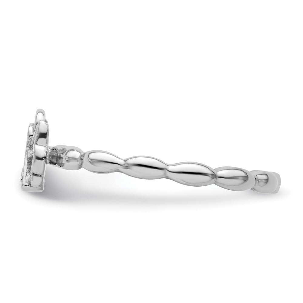 Sterling Silver Stackable Expressions Polished Diamond Angel w/halo Ring Size -8