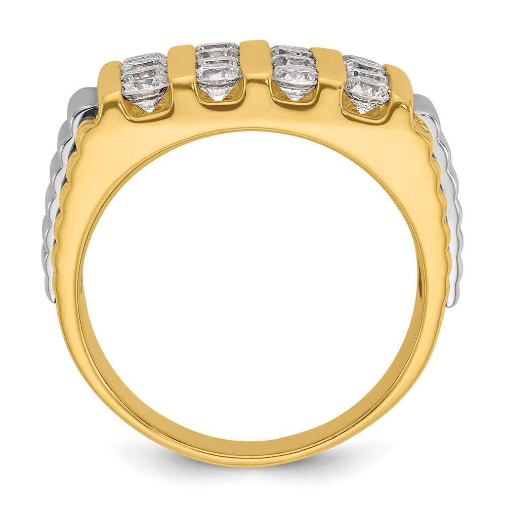 IBGoodman 14k Two-tone Men's Polished and Textured 4-Row Ring Mounting