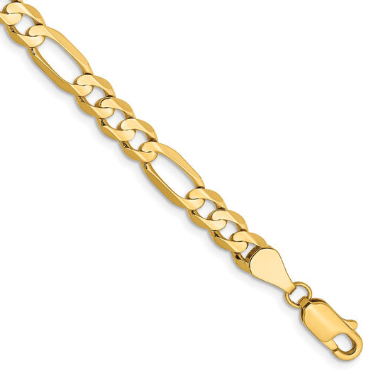 14K 8 inch 5.5mm Concave Open Figaro with Lobster Clasp Bracelet 8  inches