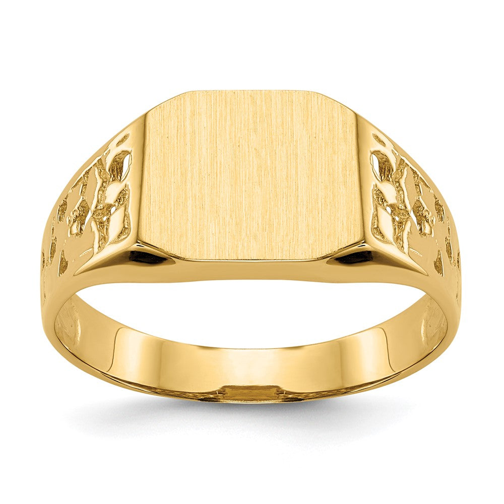 14k 9.0x10.5mm Open Back Men's Signet Ring Size 9