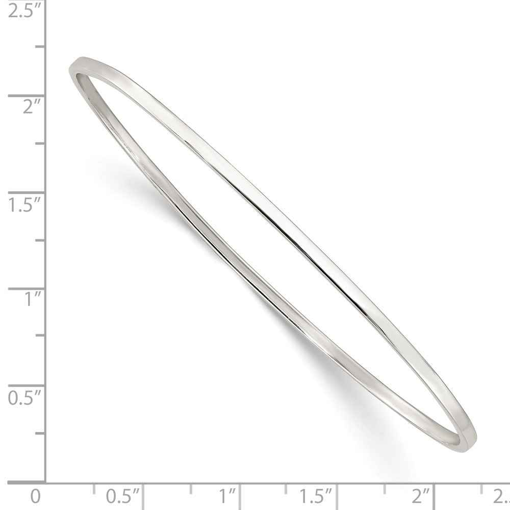 Sterling Silver Polished 2mm Slip-on Bangle 8 inches
