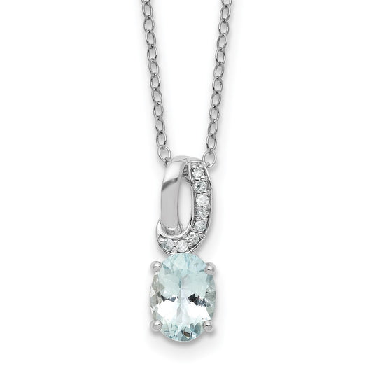 SS Aquamarine & Diamond Pend