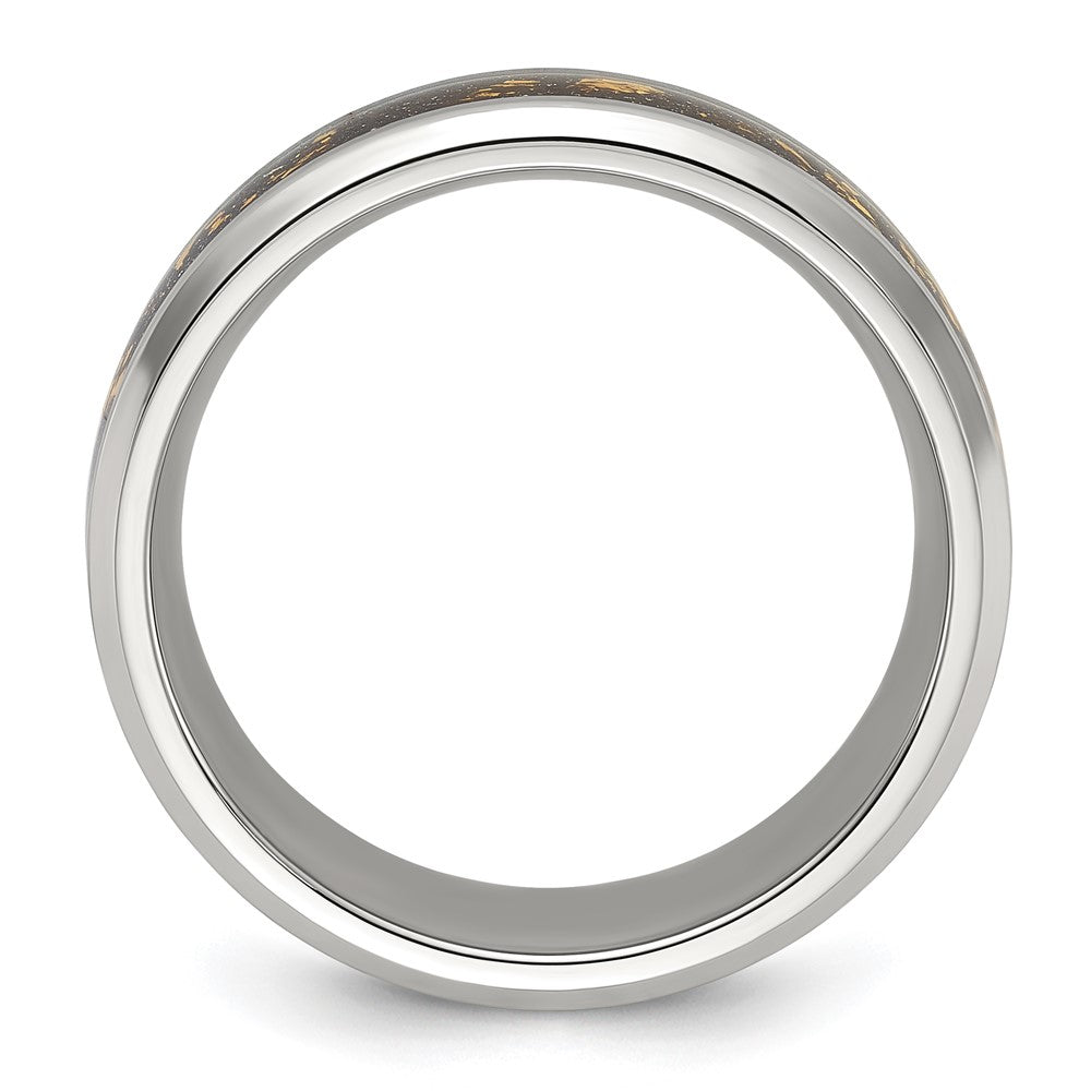 Chisel Stainless Steel Polished with Black and Gold Foil Inlay 8mm Band Size - 11