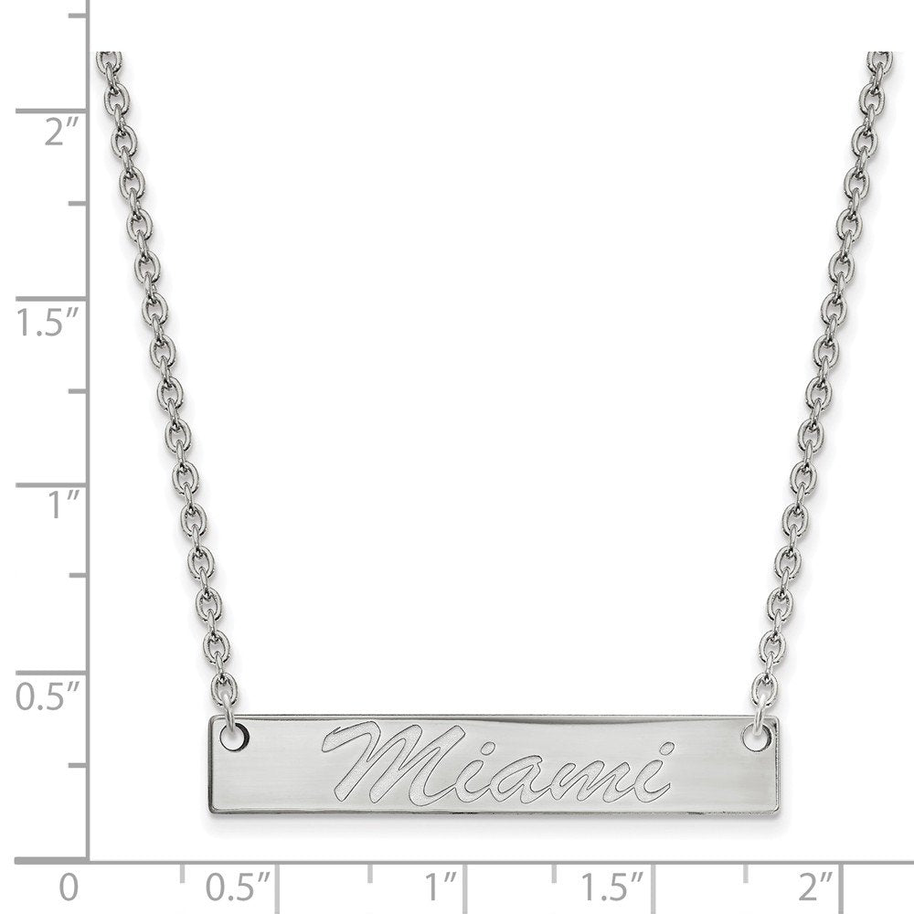 Sterling Silver Rhodium-plated LogoArt Miami University Ohio Small Bar 18 inch Necklace QSS034MU-18