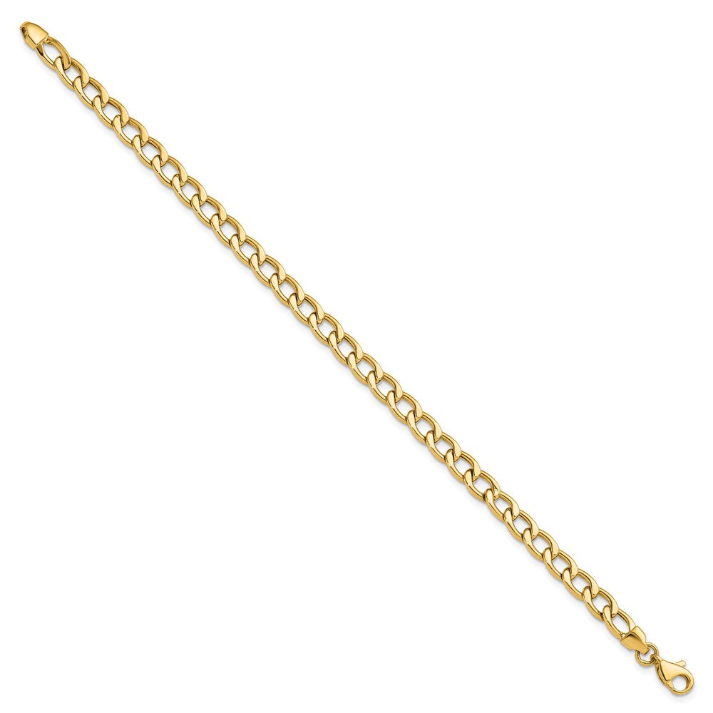 14K Polished and Textured Link Bracelet 7.5  inches