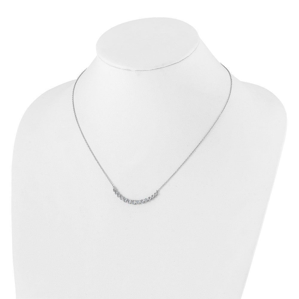 True Origin 14K White Gold 3/4 carat Lab Grown Diamond VS  D E F 18 inch Graduated Curved Bar Necklace