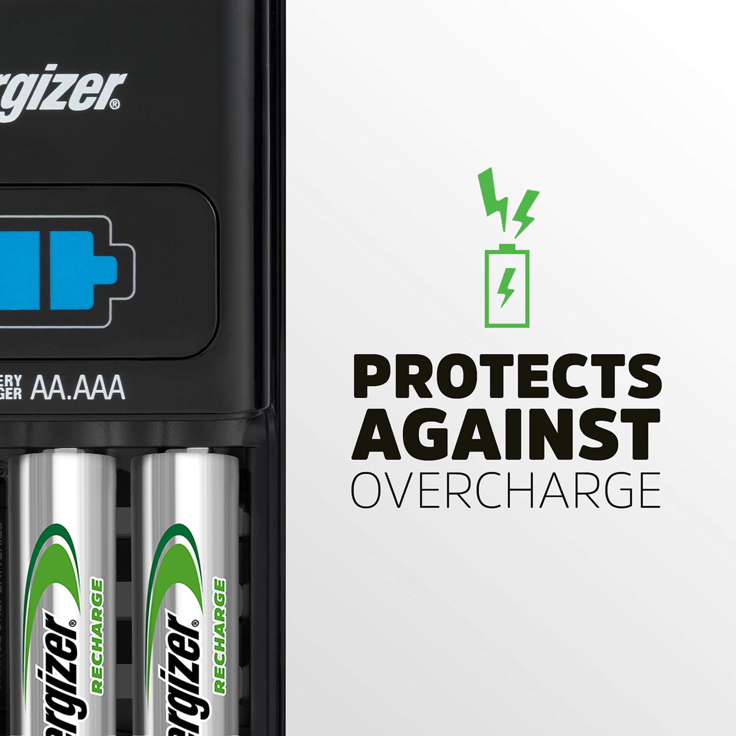 ENERGIZER EVECH1HRWB4 Recharge 1 Hour Charger, AA or AAA NiMH Batteries, 3 per Carton