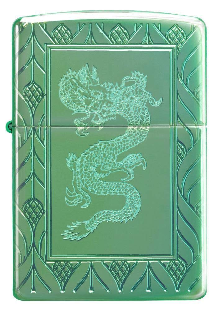 Zippo Armor High Polish Green Elegant Dragon Pocket Lighter