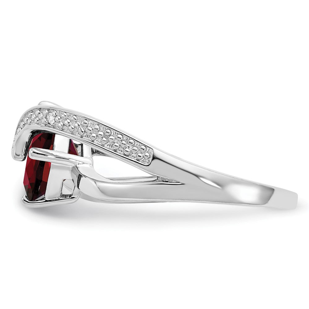 Sterling Silver ANC Garnet & Diamond Ring