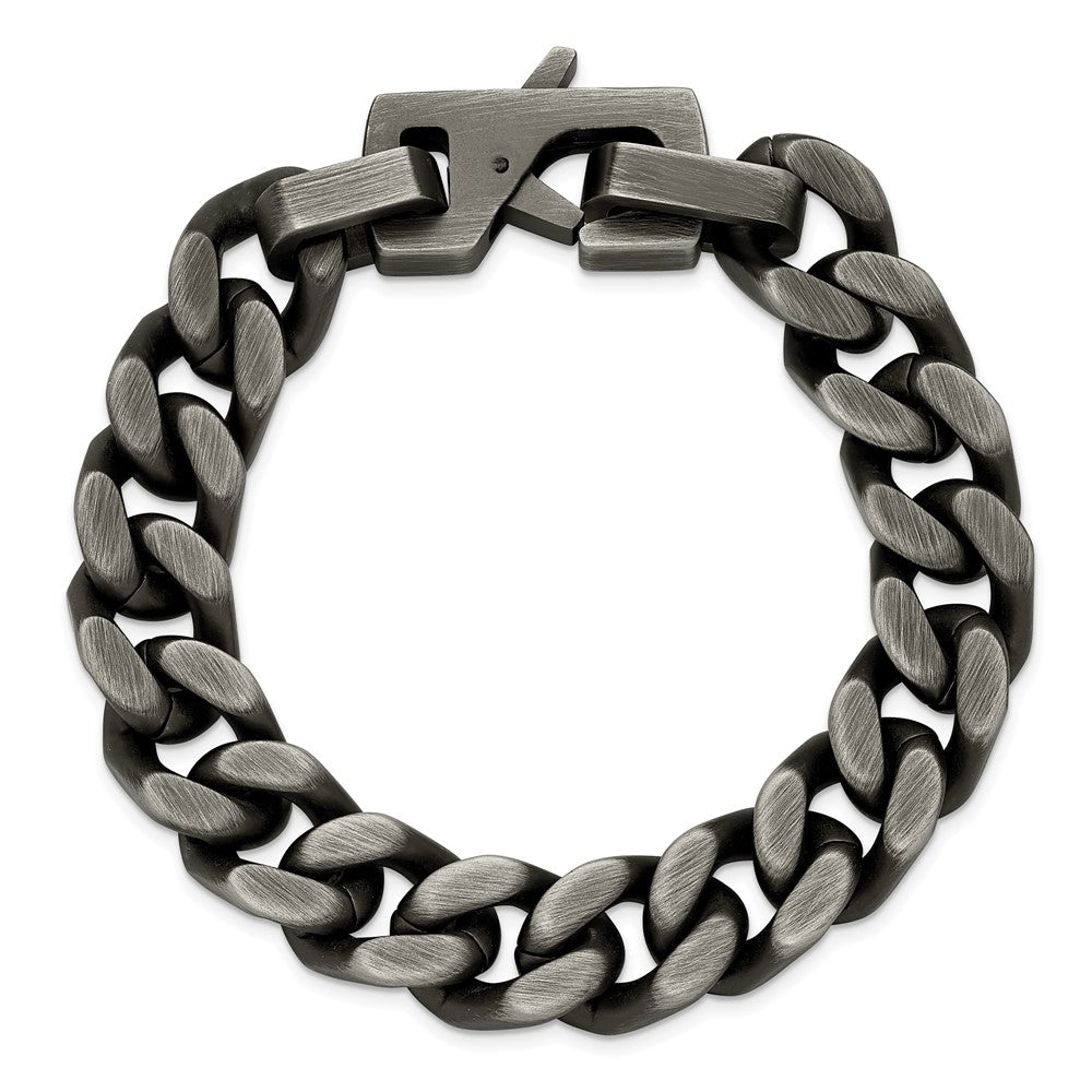 Chisel Stainless Steel Antiqued and Brushed 14mm Curb Link 8.75 inch Bracelet 8.75 inches