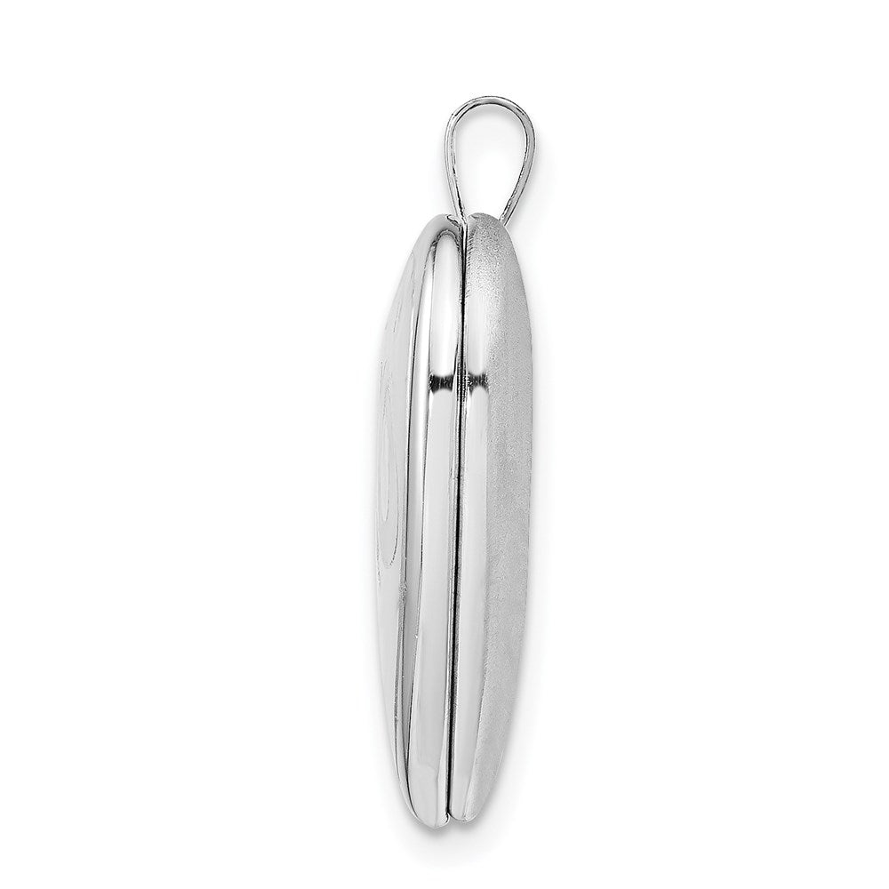 Sterling Silver Rhodium-plated Satin & Polished XO Heart Locket