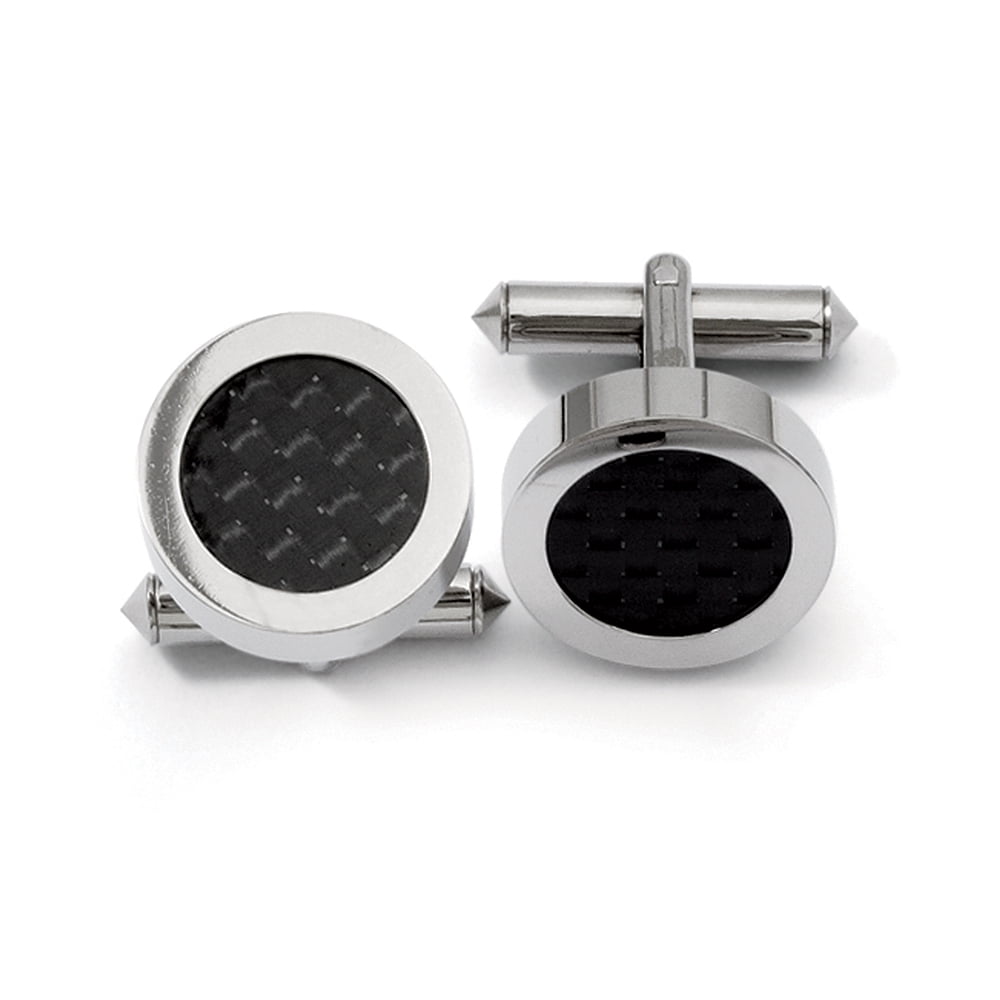 Titanium Polished w/Black Carbon Fiber Inlay Cuff Links