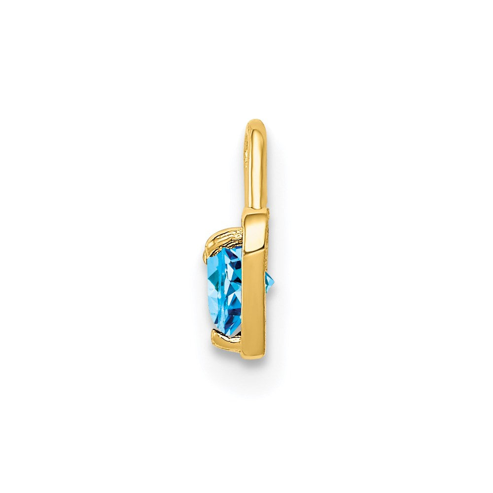 14ky December Synthetic Birthstone Heart Charm
