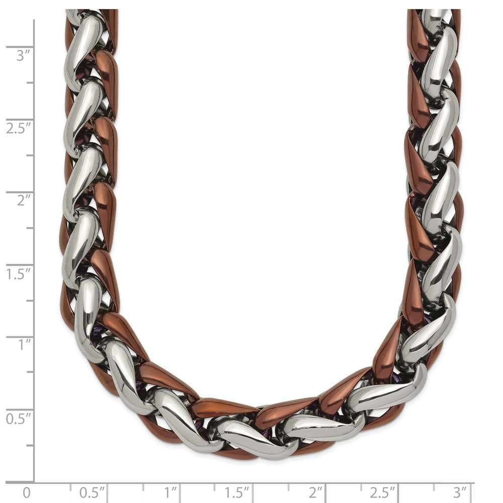 Stainless Steel Polished Brown IP-plated 24in Necklace
