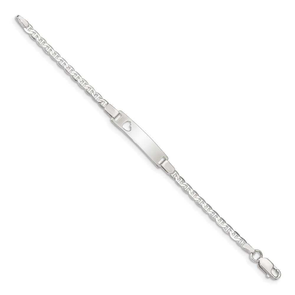 Sterling Silver Baby ID with Cut-out Heart Bracelet 6 inches