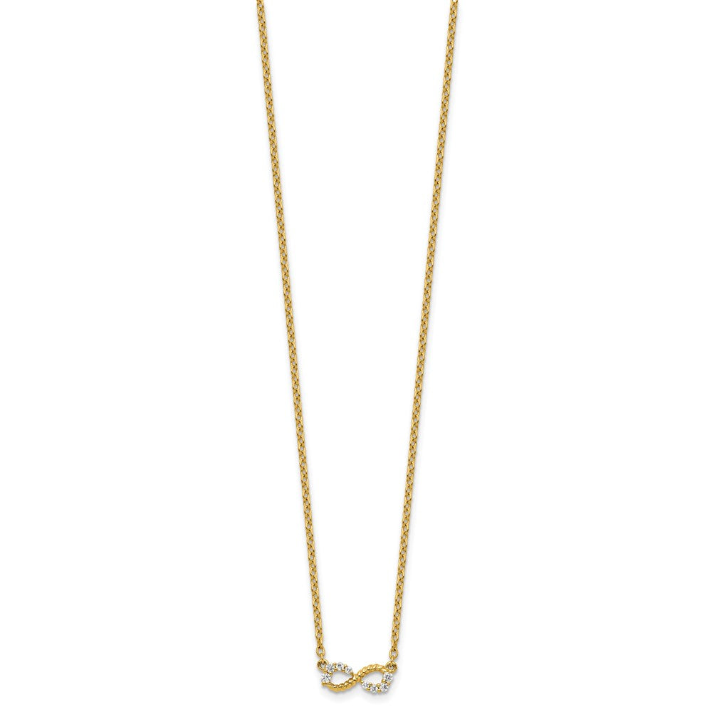 14K Polished and Beaded 1/8 carat Diamond Infinity Symbol 18 inch Necklace