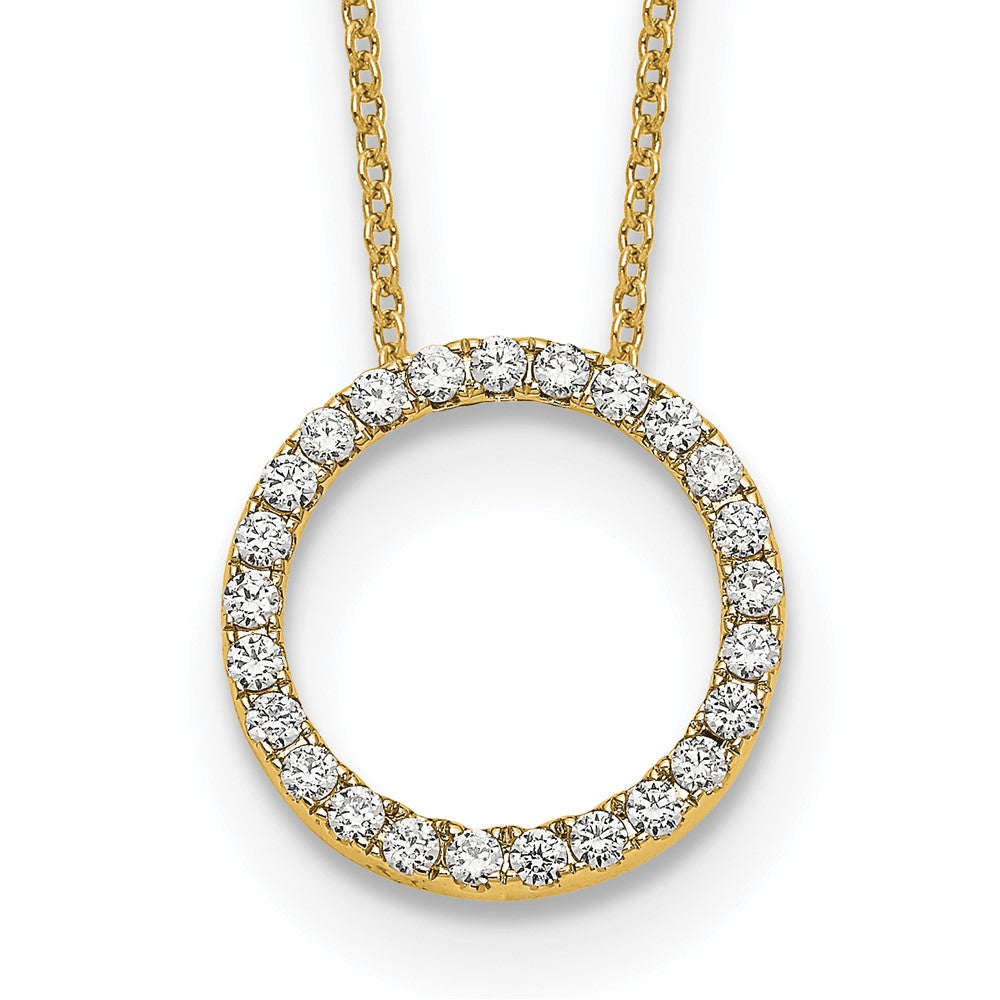 14KY TRUE ORIGIN Cert Lab Grown Diamond VS DEF Circle Pendant Necklace