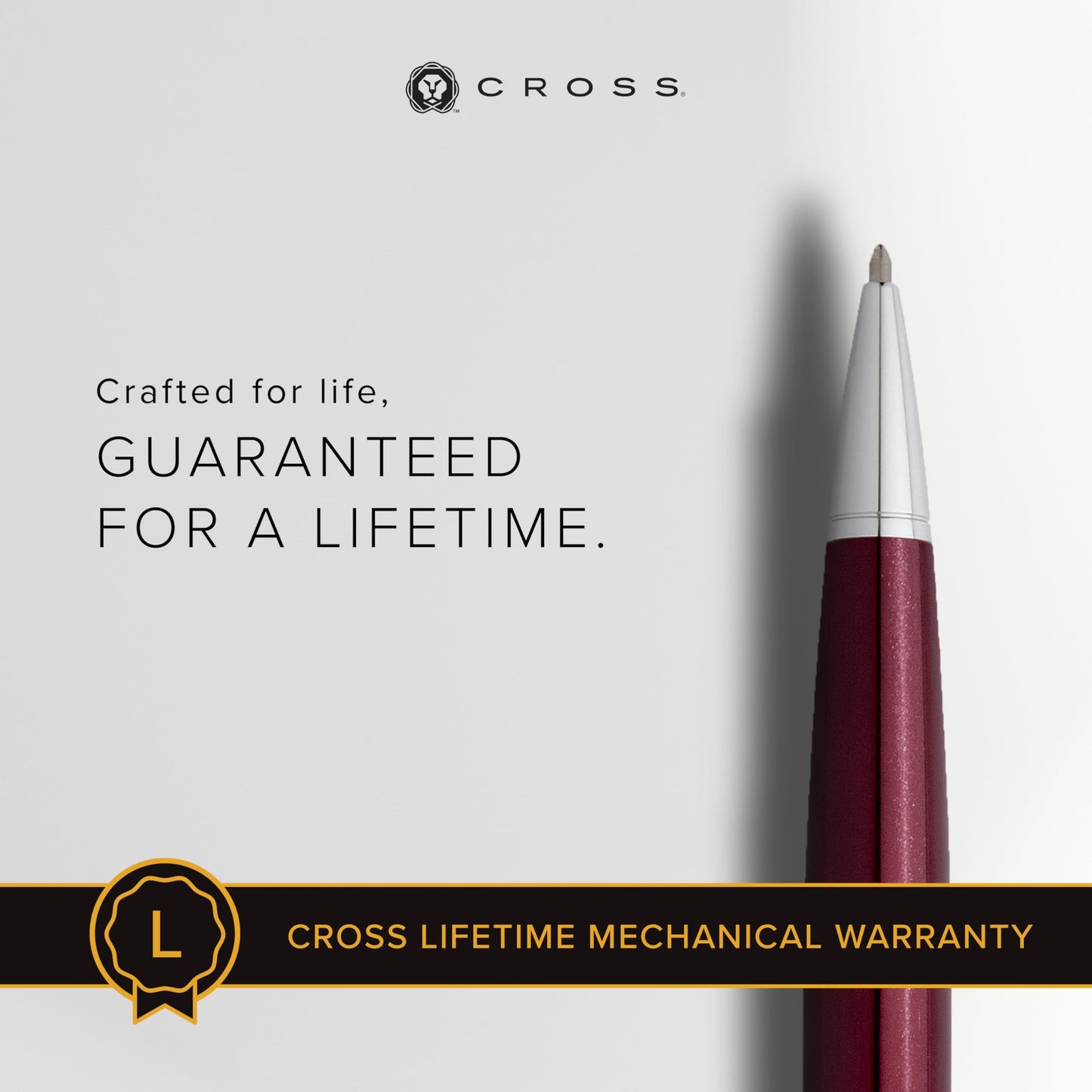 Cross Bailey Refillable Ballpoint Pen, Medium Ballpen, Includes Premium Gift Box - Red Lacquer