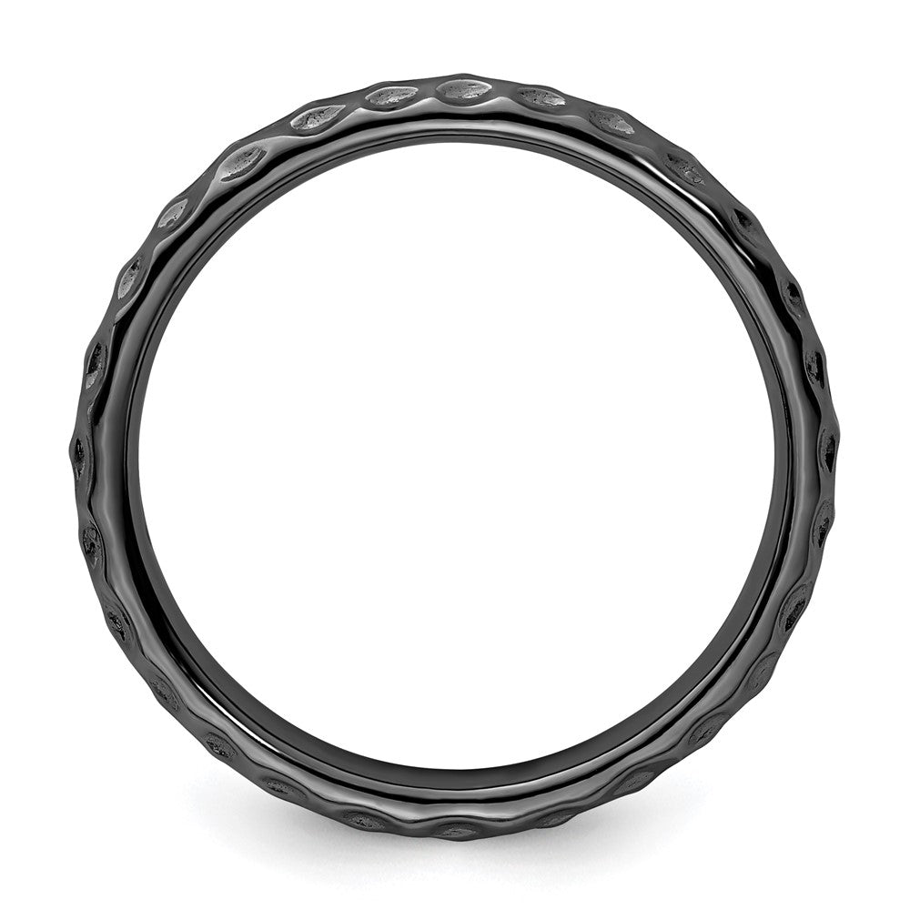 Sterling Silver Stackable Expressions Black-plated Ring Size -7