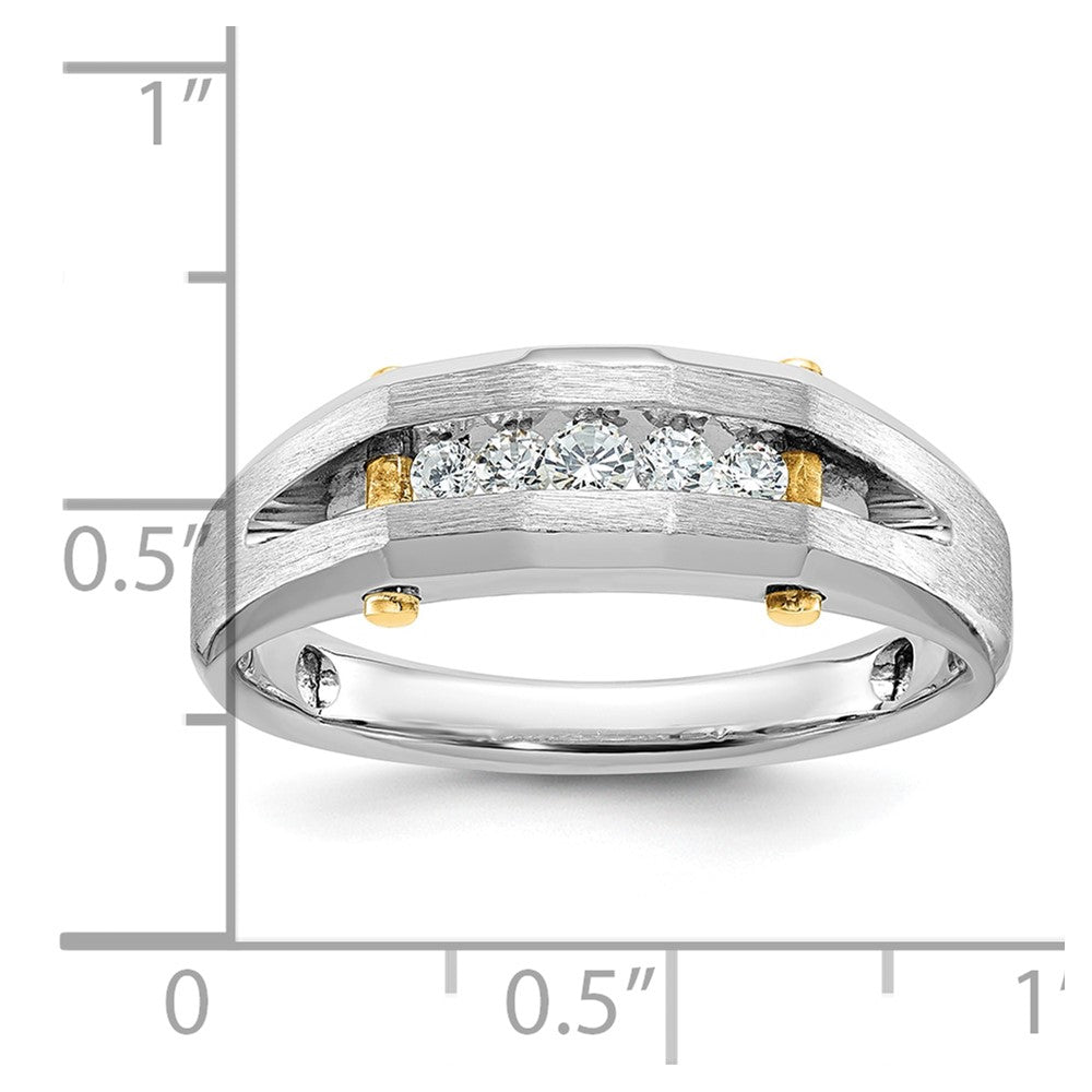 IBGoodman 14k Two-tone Men's Polished Satin and Cut-Out 5-Stone 1/4 Carat AA Quality Diamond Ring