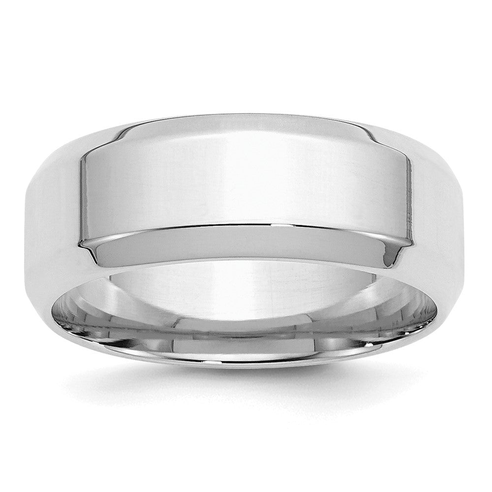SS Rhodium-plated 8mm Bevel Edge Size 7 Band