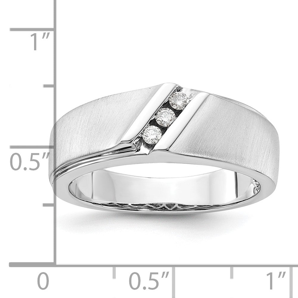10K White Gold Polished & Brushed Diamond Ring