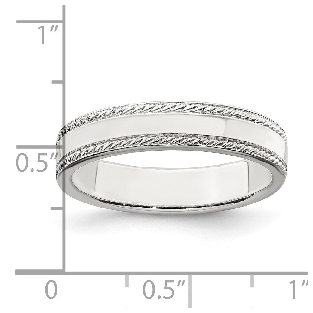 Sterling Silver 4mm Flat with Rope Edge Size 11 Band