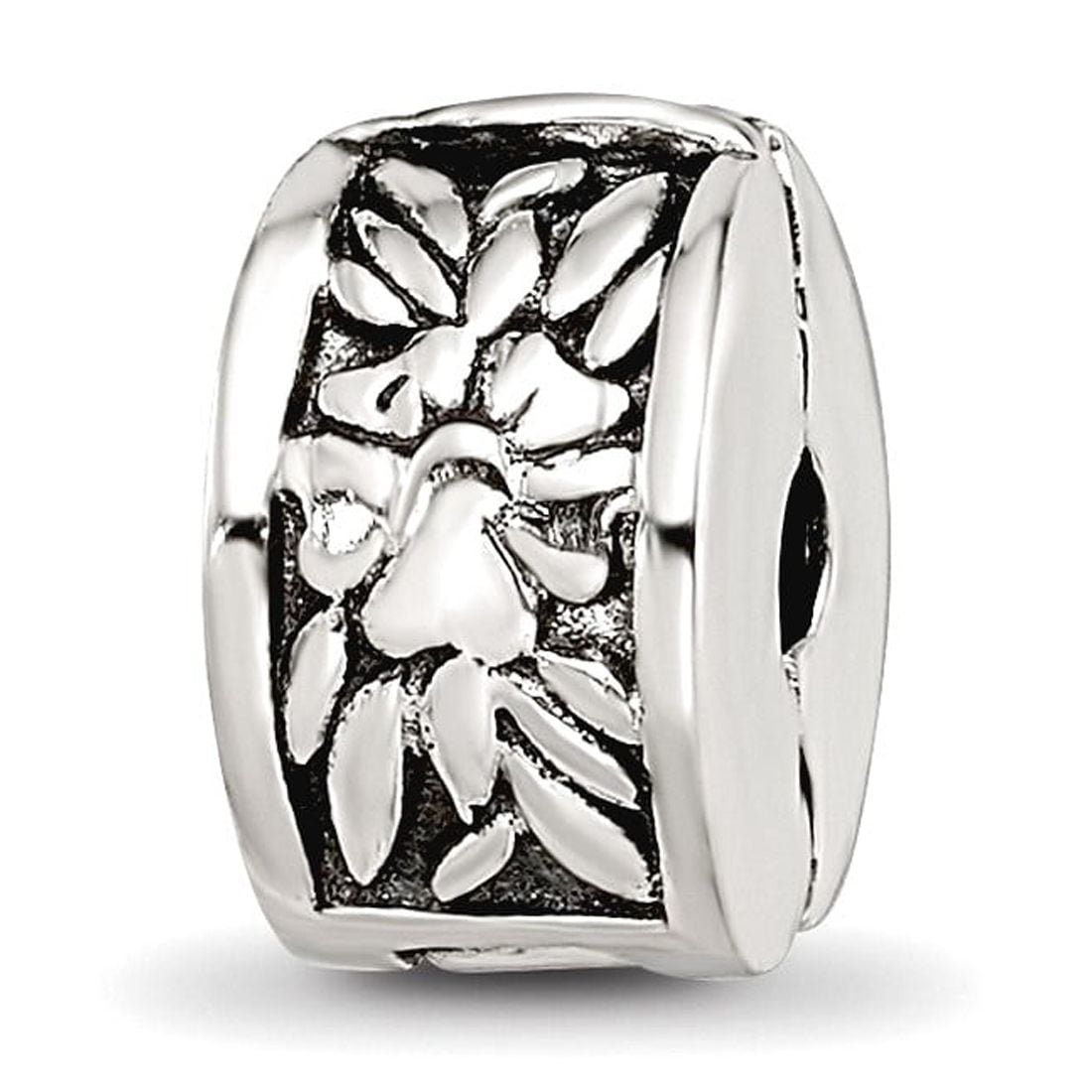Kids Collection Sterling Silver Reflections Floral Pattern Clip Bead