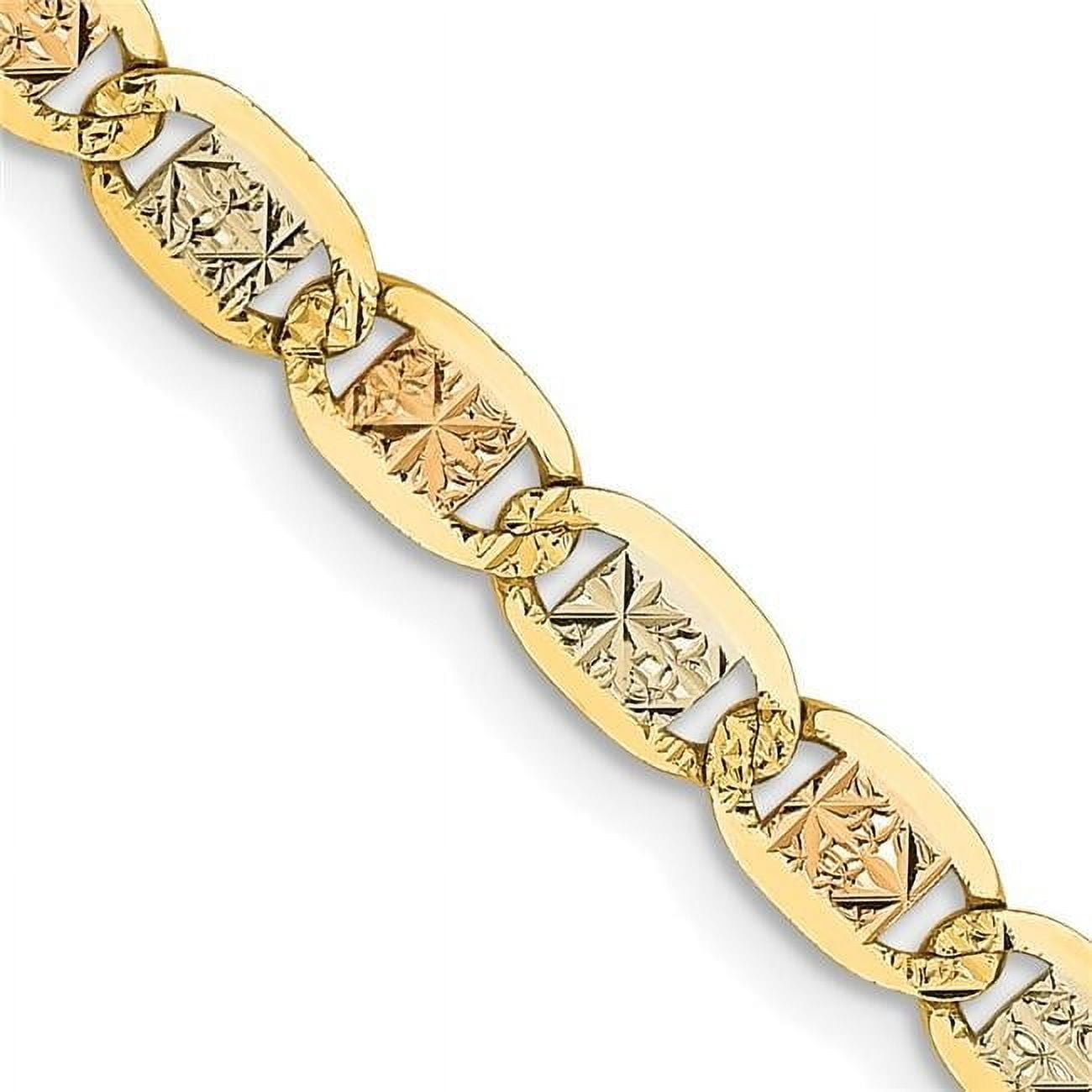 14K 22 inch 3.8mm Tri-color Pav‚ Valentino with Lobster Clasp Chain