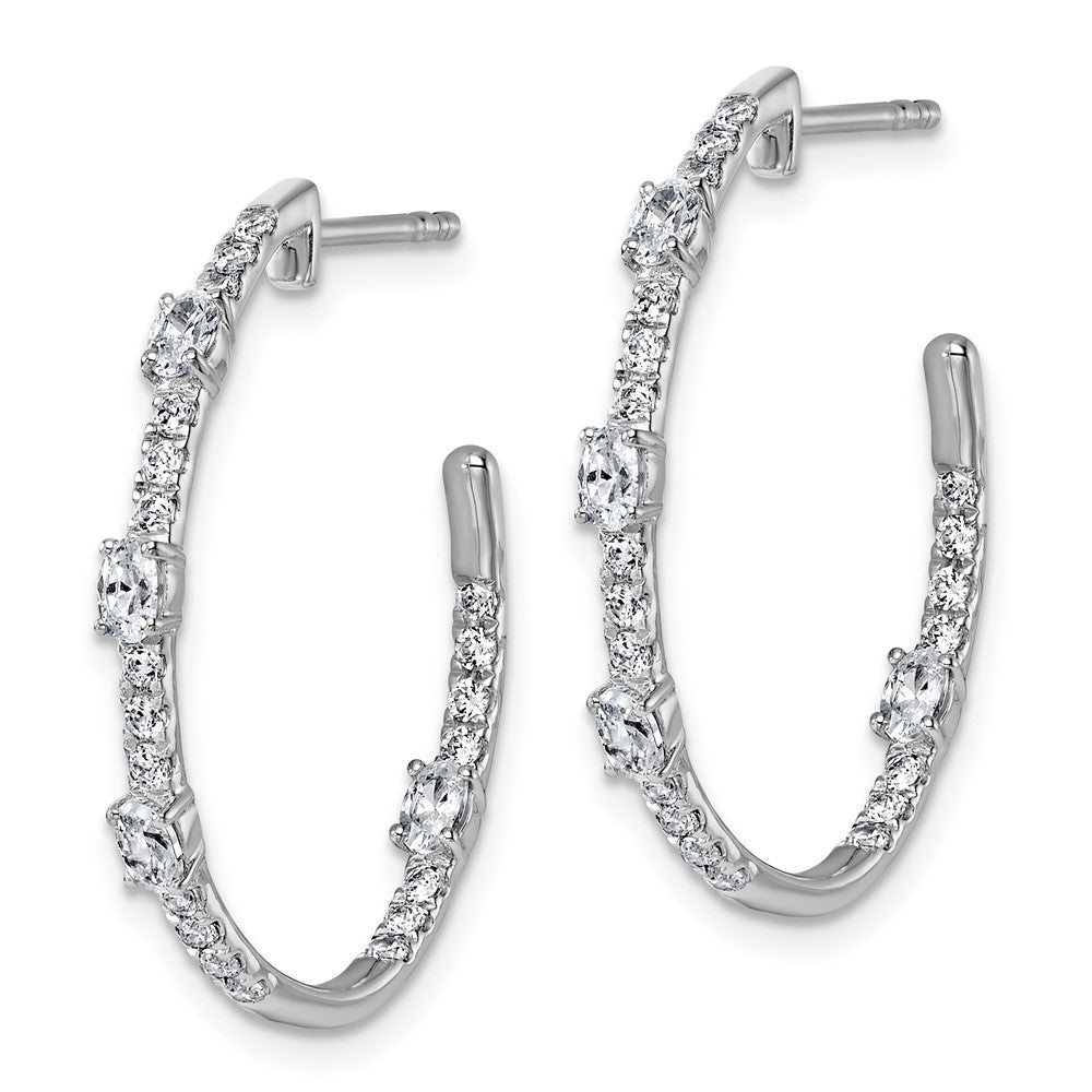 True Origin 14k White Gold 3/4 carat Lab Grown Diamond VS DEF J-Hoop Earrings