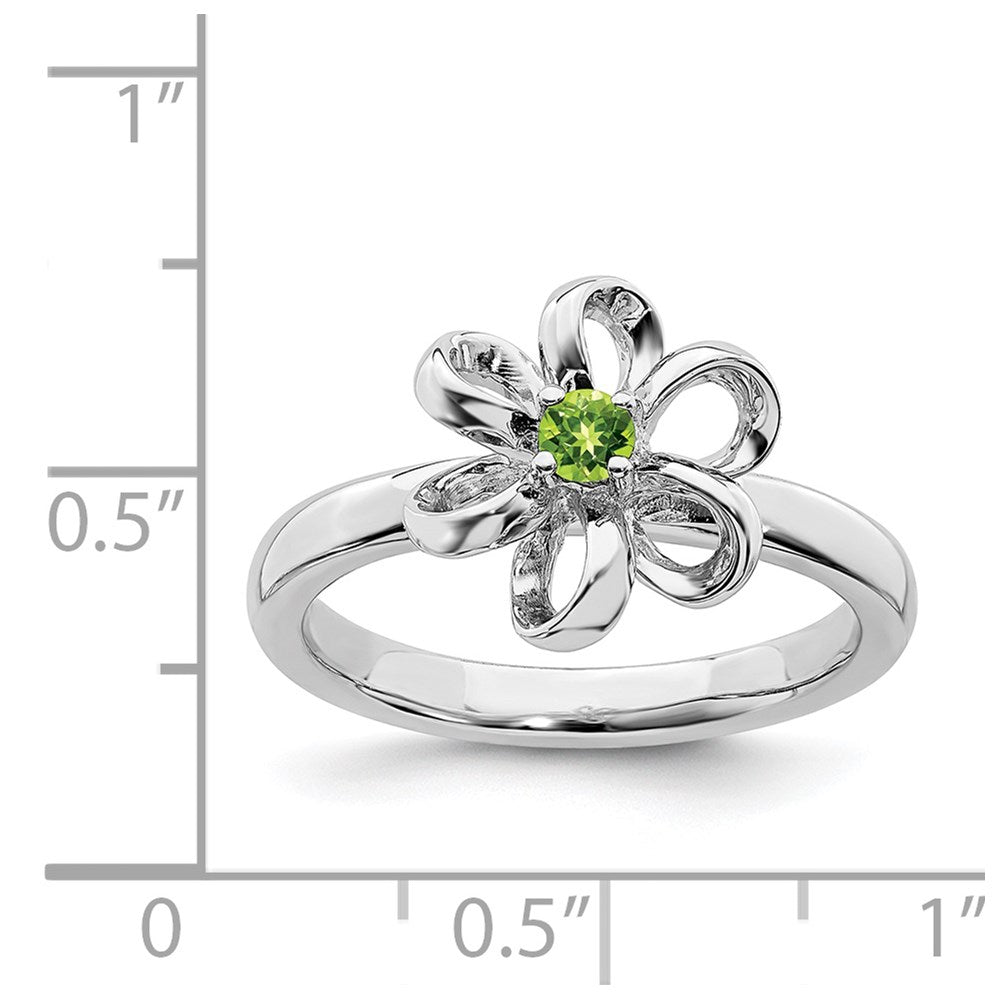 Sterling Silver Stackable Expressions Polished Peridot Flower Ring Size -8