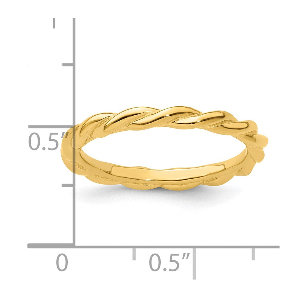 Sterling Silver Stackable Expressions Yellow-plated Twist Ring Size -10